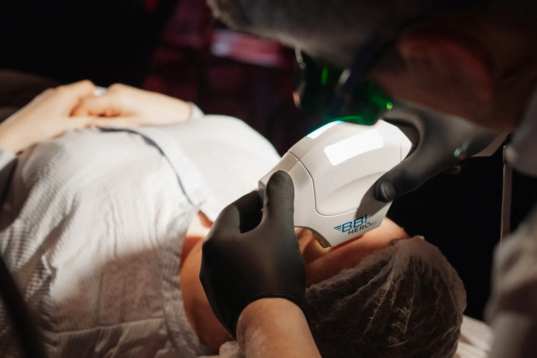Laser equipment detail during a live demonstration