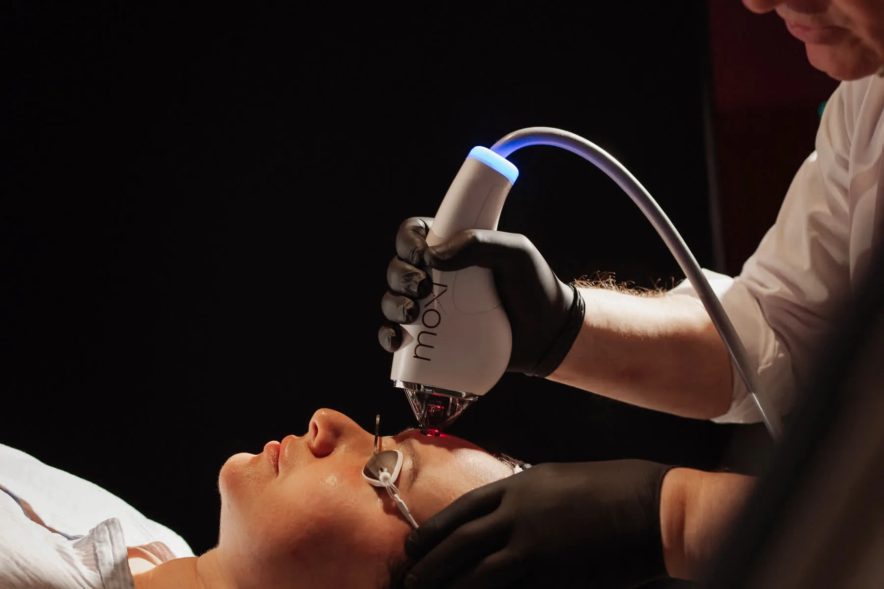 Close-up of aesthetic treatment demonstration